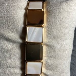 Elegant Gold and White Geometric Bracelet